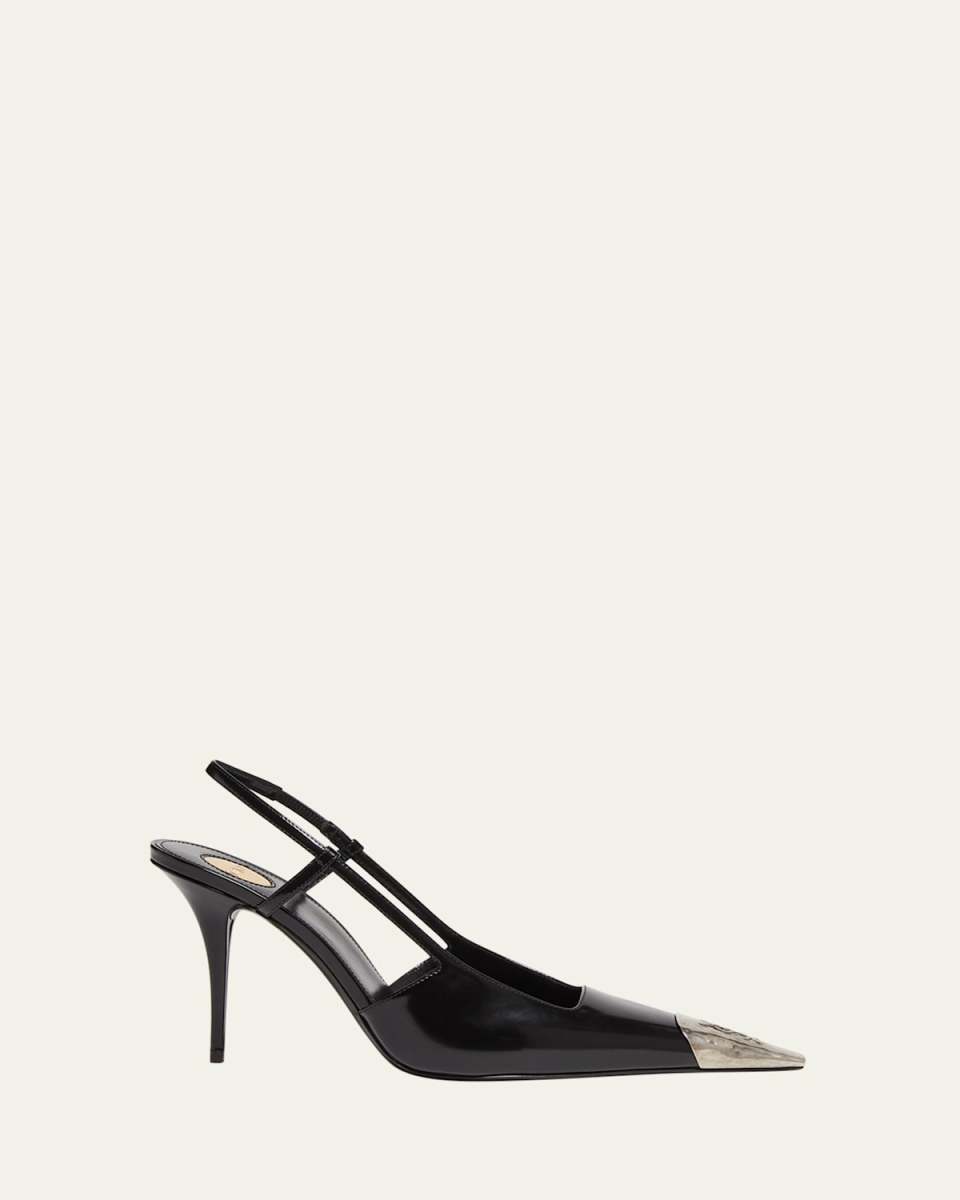 90mm Jeanne Leather Slingback Pumps